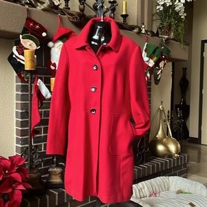 Banana Republic, red woolen Pea coat, long line button down. XL